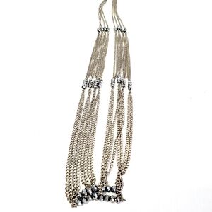 Silver Multi-Strand Chain Lariat Necklace - Unbranded